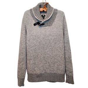 H&M Men’s Gray Knit Wool Blend Ribbed Collar Turtleneck Pullover Sweater